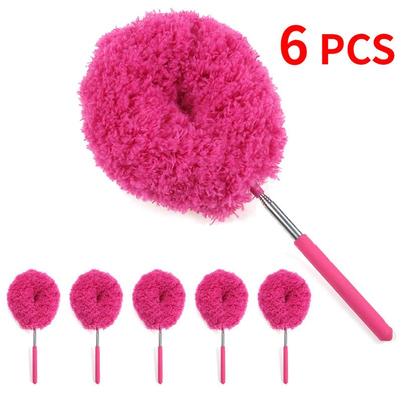 6-Pack, Telescopic Microfiber Duster with Extendable Handle, for High Ceiling & Fan Cleaning - Red - Image 1