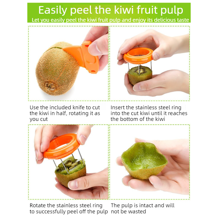 4-Pack - Multi-Function Kiwi Peeler: The Ultimate Home Fruit Peeler and Scooper, Kitchen Tool - Green - Image 6