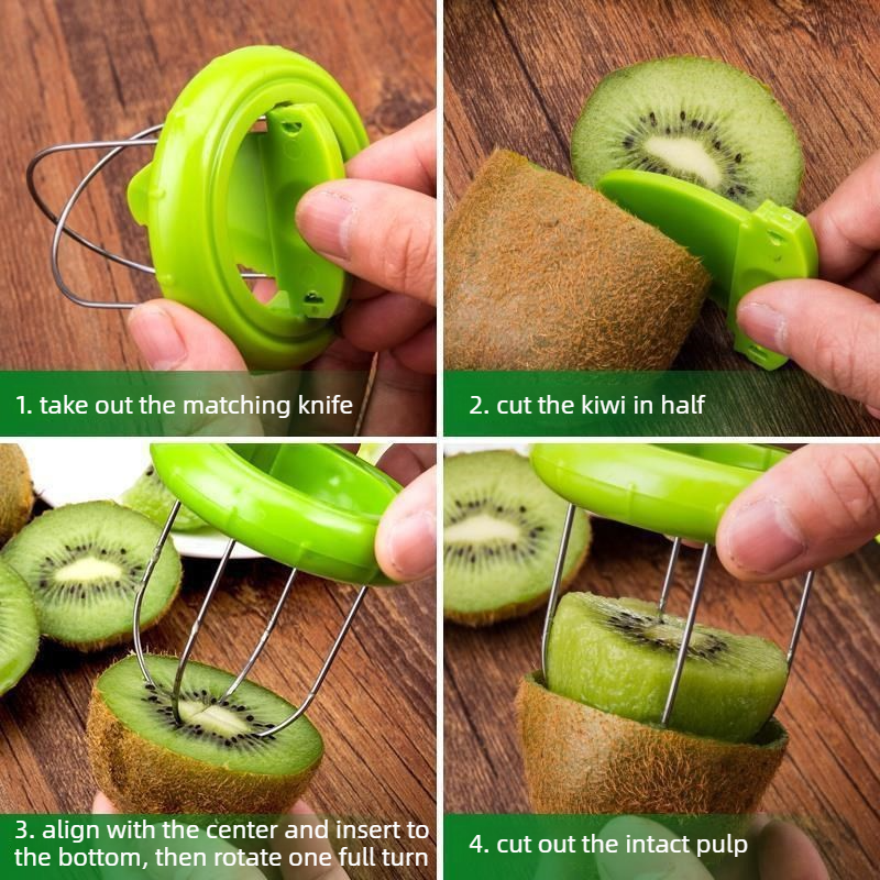 4-Pack - Multi-Function Kiwi Peeler: The Ultimate Home Fruit Peeler and Scooper, Kitchen Tool - Green - Image 7