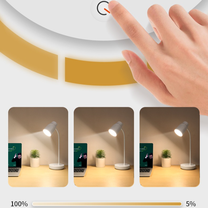 White Dimmable LED Night Light, Flicker-Free and Blue Light-Free, Cordless and Plug-in Dual-Purpose Desk Lamp - Image 4