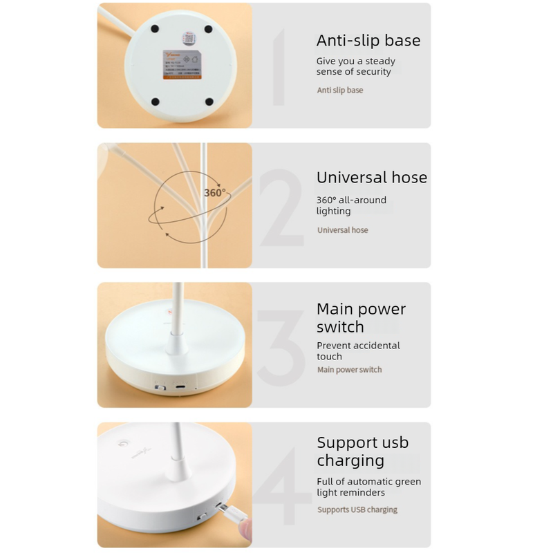 White Dimmable LED Night Light, Flicker-Free and Blue Light-Free, Cordless and Plug-in Dual-Purpose Desk Lamp - Image 7