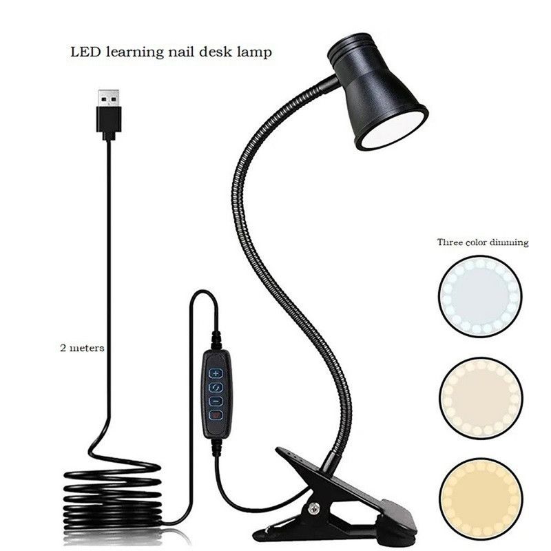 Clip-On LED Desk Lamp, 3 Color Modes & 3 Brightness Levels, Flexible Gooseneck Eye-Caring Light for Study, Manicure, Photography - Image 1