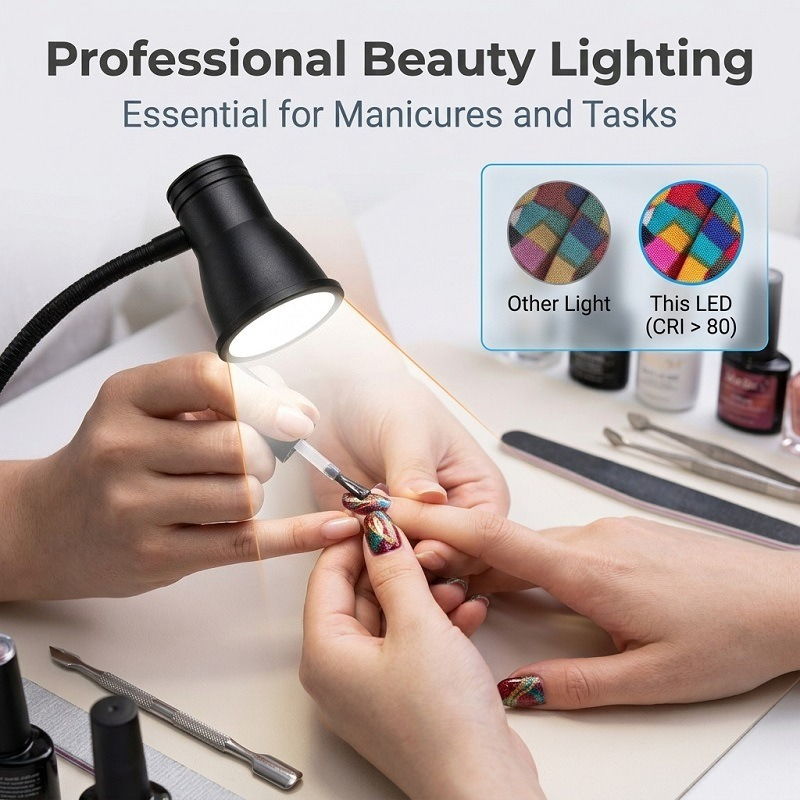 Clip-On LED Desk Lamp, 3 Color Modes & 3 Brightness Levels, Flexible Gooseneck Eye-Caring Light for Study, Manicure, Photography - Image 4