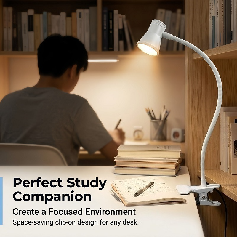 Clip-On LED Desk Lamp, 3 Color Modes & 3 Brightness Levels, Flexible Gooseneck Eye-Caring Light for Study, Manicure, Photography - Image 6