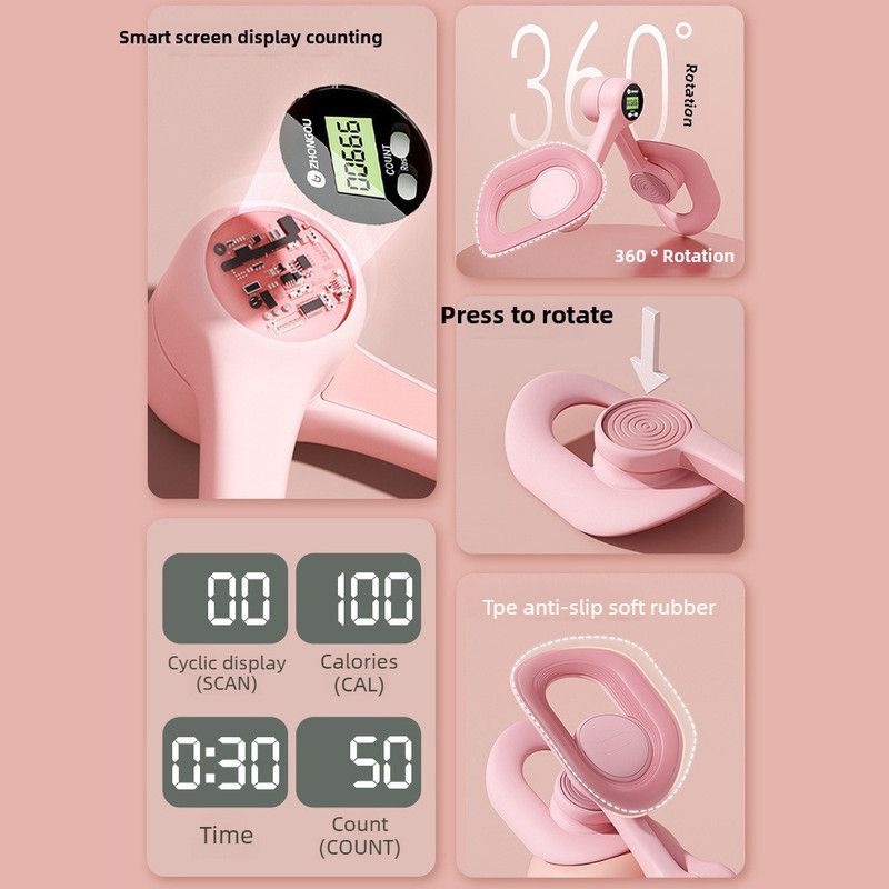 Pink - Multifunctional Thigh Master Trainer with Calorie & Time Counter, Home Kegel Exerciser for Inner Thighs, Buttocks, and Arms - Image 4