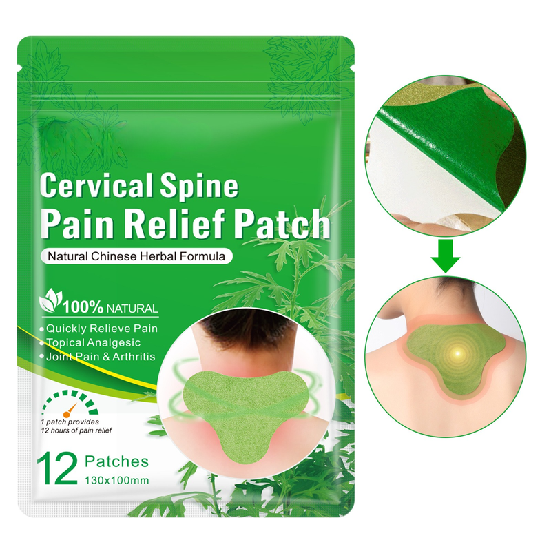 Mugwort Cervical Heat Patches: Herbal Patches for Neck and Shoulder Stiffness and Soreness in “Text Neck” Sufferers (48 pcs/4 boxes) - Image 1