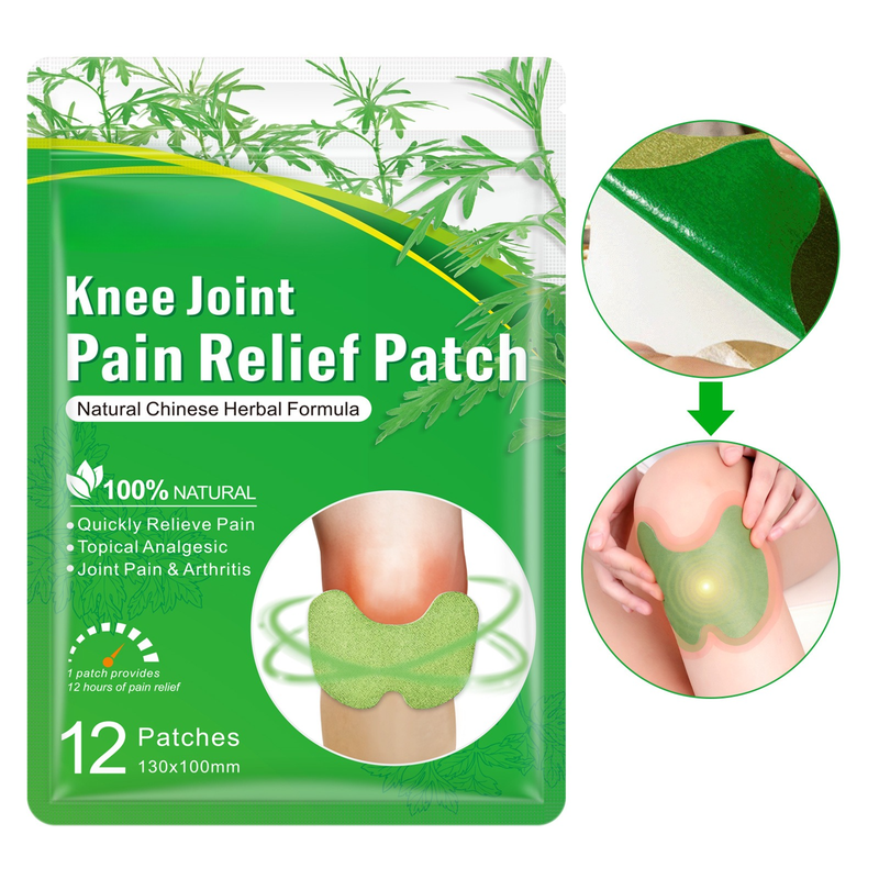 Mugwort Knee Joint Patches: Herbal Warm Compress Patches for Chronic Knee Pain and Relief from Cold Exposure During Exercise (48 pcs/4 boxes) - Image 1