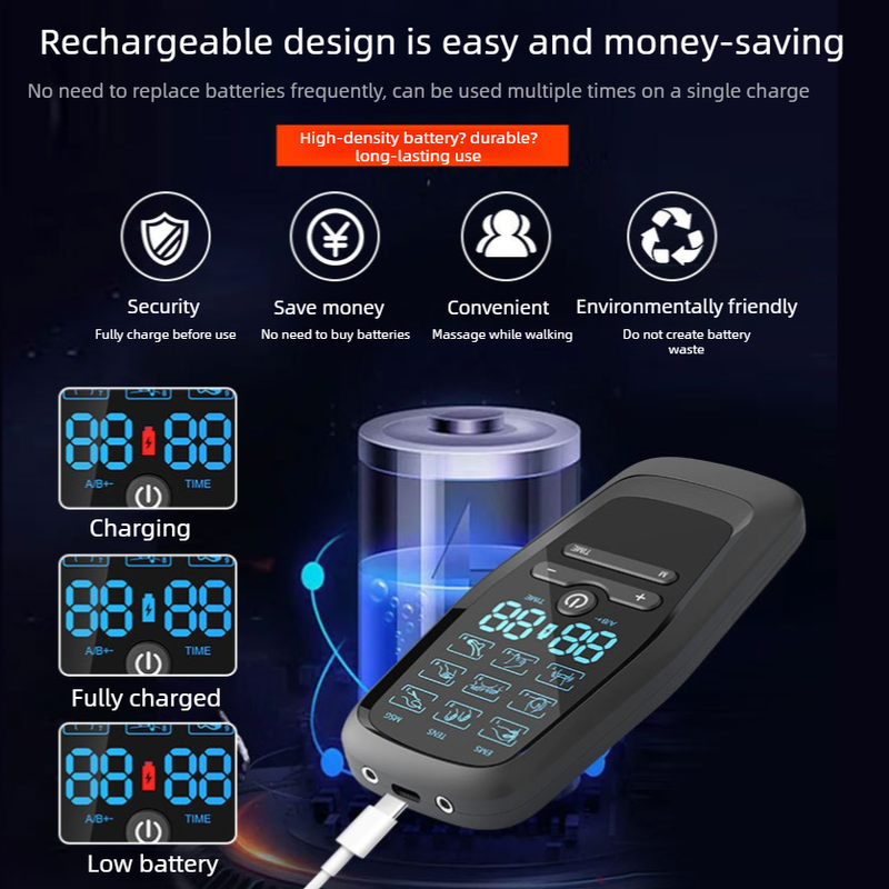 Portable Digital Massage Therapy Machine, USB Rechargeable Dual User Electric Pulse Massager for Neck Waist Knee Joint Soreness - Image 3