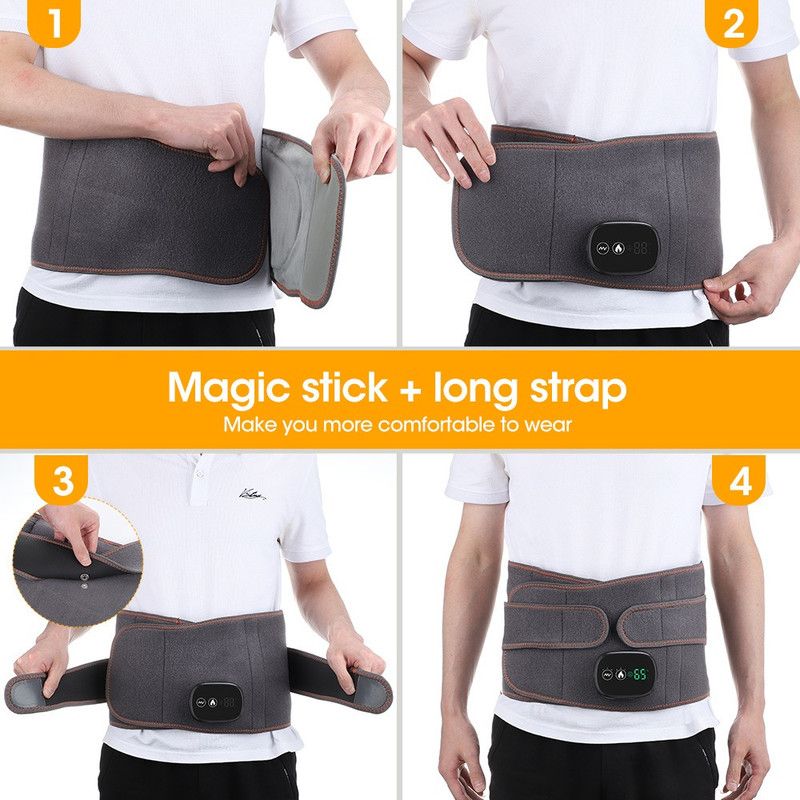 Far Infrared Hot Compress Waist Support Belt, Wireless USB Charging Vibration Massager Belt for Lumbar & Abdomen Care - Image 4