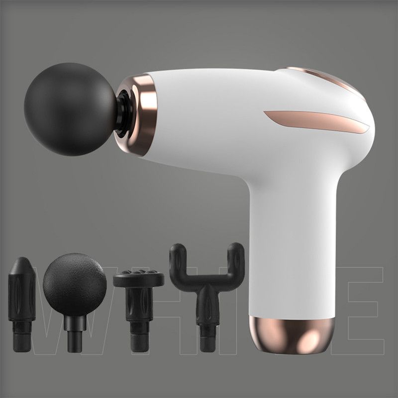 White - Portable Mini Fascia Gun with 4 Massage Heads, Type-C Rechargeable Low-Noise Handheld Percussion Massager for the Gym - Image 1