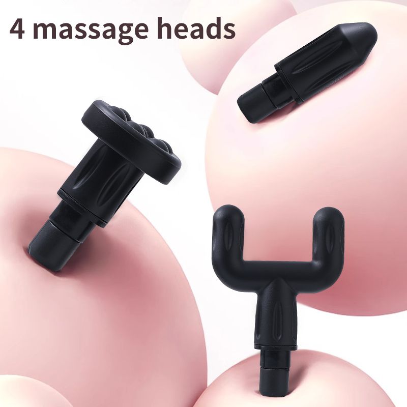 White - Portable Mini Fascia Gun with 4 Massage Heads, Type-C Rechargeable Low-Noise Handheld Percussion Massager for the Gym - Image 4