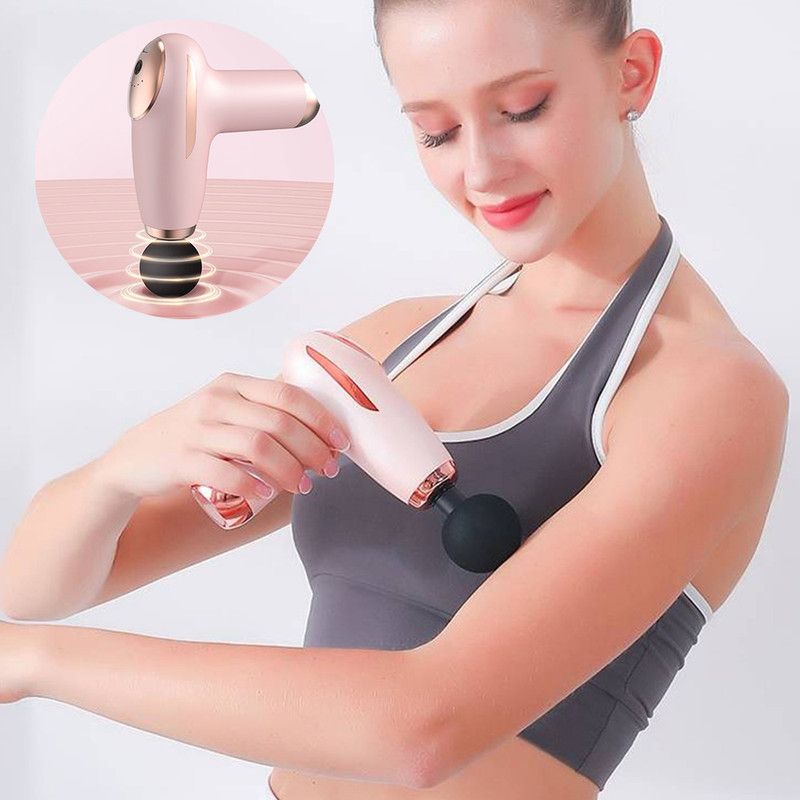 Black - Portable Mini Fascia Gun with 4 Massage Heads, Type-C Rechargeable Low-Noise Handheld Percussion Massager for the Gym - Image 2