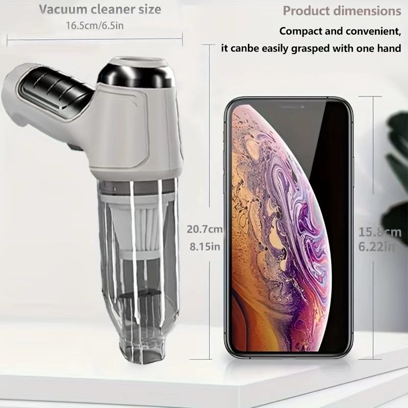 3-in-1 Cordless Handheld Vacuum Cleaner, Multifunction Car and Home Blower and Vacuum for Pet Hair, Window, and Keyboard Cleaning - Gray - Image 2
