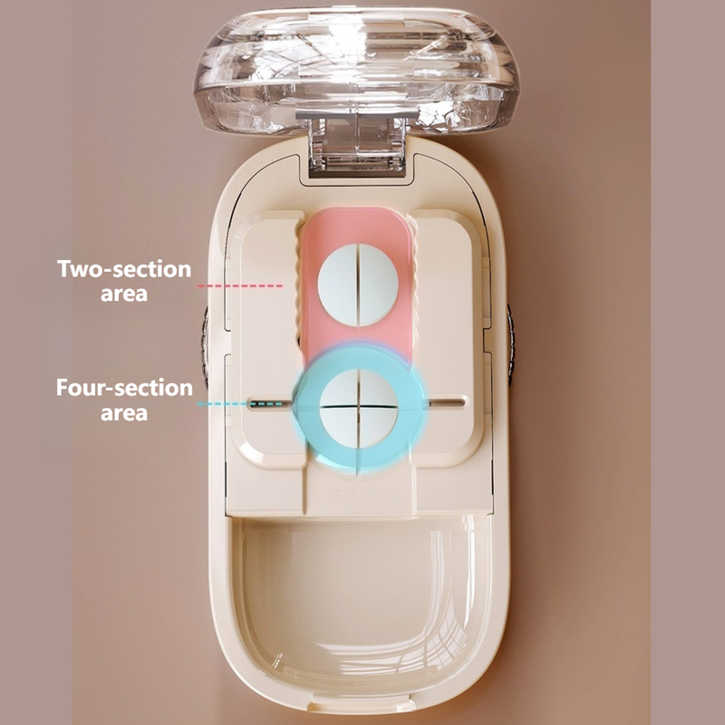 2-in-1 Pill Cutter with Storage Box, Adjustable Rotary Clip Pill Splitter for Halving and Quartering, Portable Travel Medicine Container for Various Tablet Sizes—Blue - Image 3