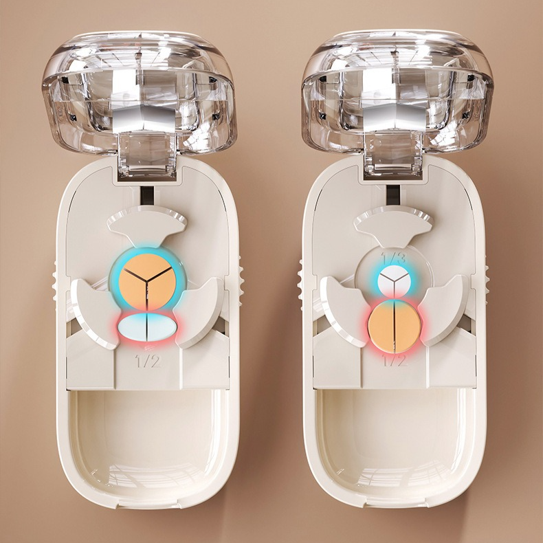 2-in-1 Pill Cutter with Storage Case, 1/2 & 1/3 Equal Parts Adjustable Tablet Splitter, Portable Travel Medicine Box - White - Image 4