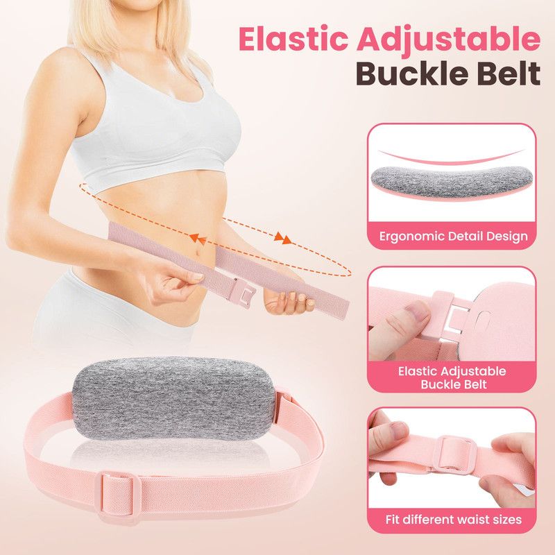 LED Display Period Heating Belt for Women, 5 Heat Settings & 4 Vibration Modes Wireless Menstrual Cramp Relief Waist Heating Pad - White - Image 3
