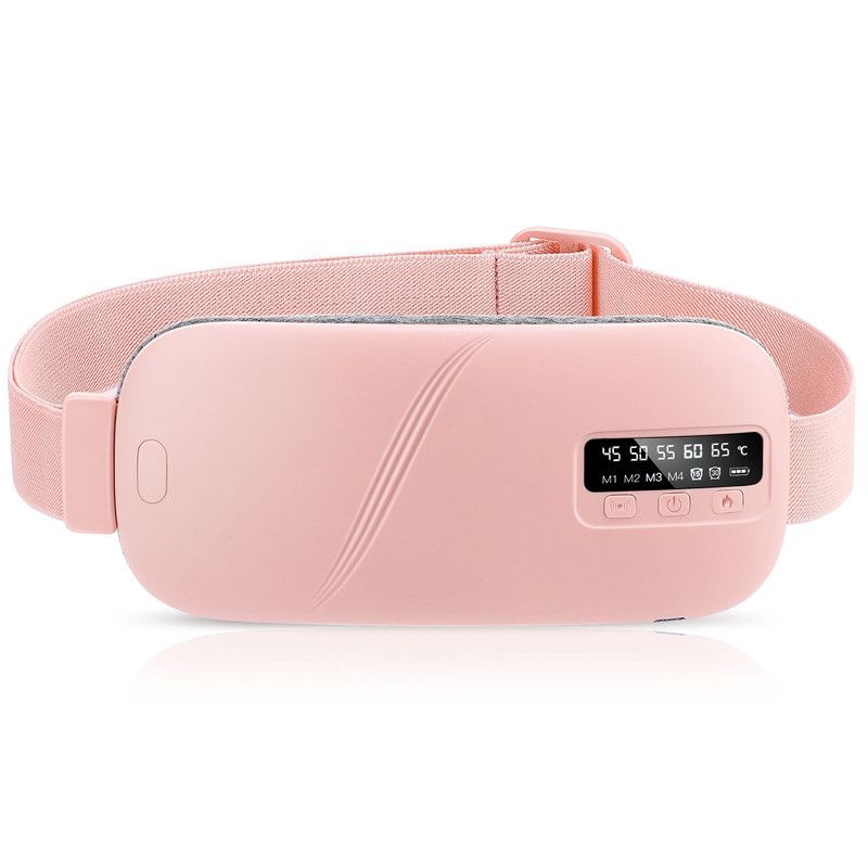 LED Display Period Heating Belt for Women, 5 Heat Settings & 4 Vibration Modes Wireless Menstrual Cramp Relief Waist Heating Pad - Pink - Image 1