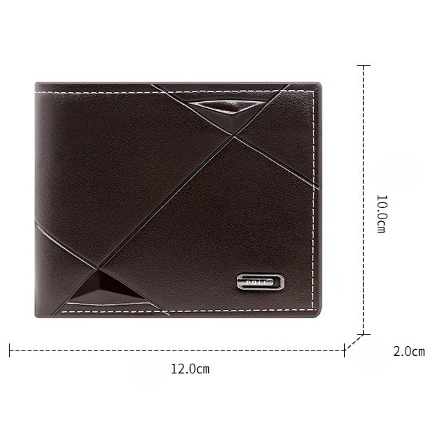 Men's Short Bifold PU Wallet, Geometric Embossed Billfold with Multiple Card Slots and Zipper Coin Pocket for Business and Casual Daily Use - Light Brown - Image 7