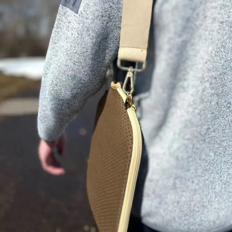 Pickleball Paddle Cover, Breathable Perforated Racket Protector Case with Zipper Pocket & Adjustable Crossbody Strap - Gray - Image 3