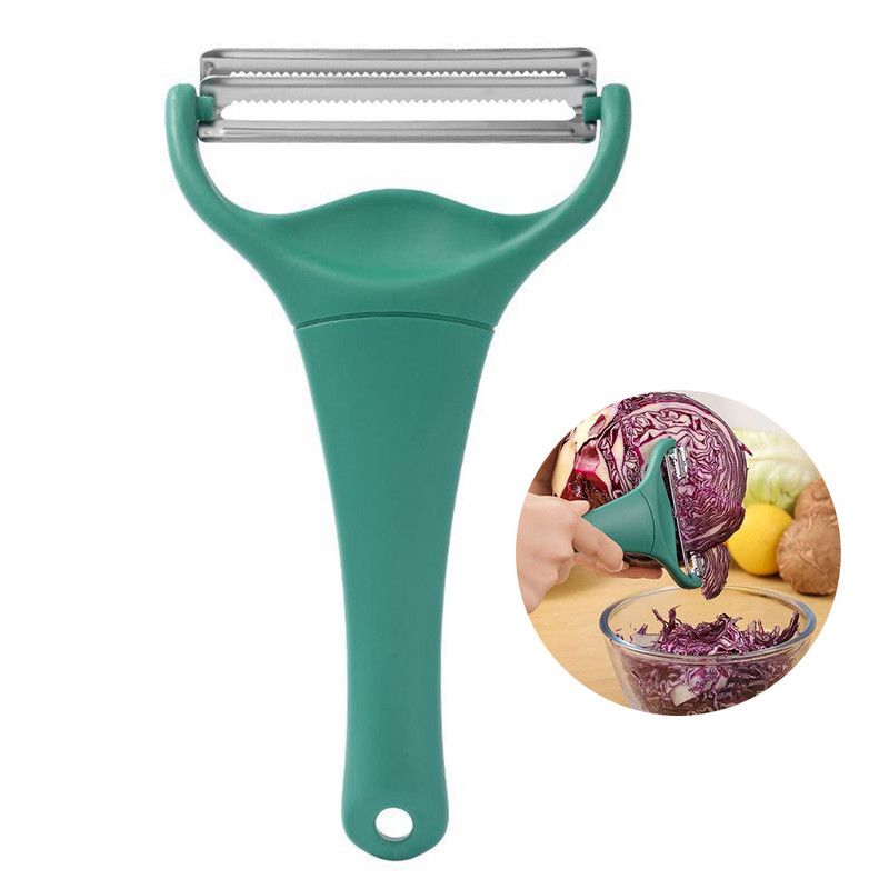 Dual Blade Vegetable Peeler & Cabbage Shredder, 2 in 1 Stainless Steel Julienne Slicer for Cabbage, Carrot, Potato, Fruit Salad Making - Image 1