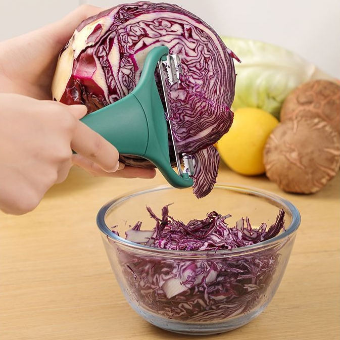 Dual Blade Vegetable Peeler & Cabbage Shredder, 2 in 1 Stainless Steel Julienne Slicer for Cabbage, Carrot, Potato, Fruit Salad Making - Image 7