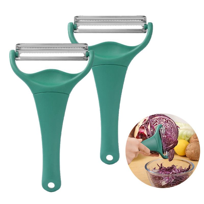 2-Piece Set - Dual Blade Vegetable Peeler & Cabbage Shredder, 2-in-1 Stainless Steel Julienne Slicer for Cabbage, Carrot, Potato, and Fruit Salad Preparat - Image 1