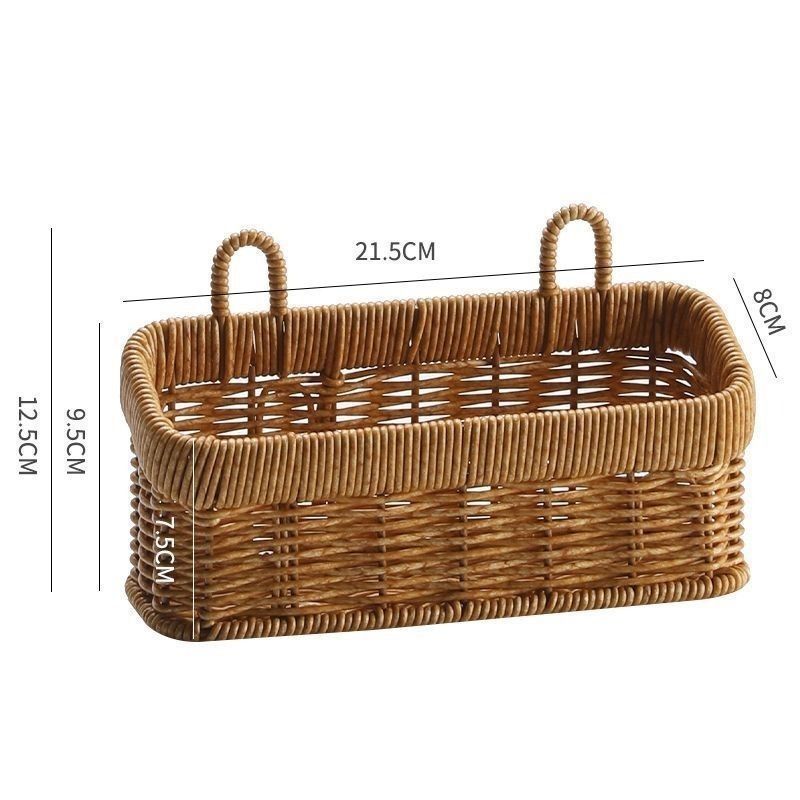 Artificial Rattan Wall Mount Storage Basket, Washable Plastic Woven Hanging Organizer for Kitchen Garlic Ginger Spice(S) - Image 5
