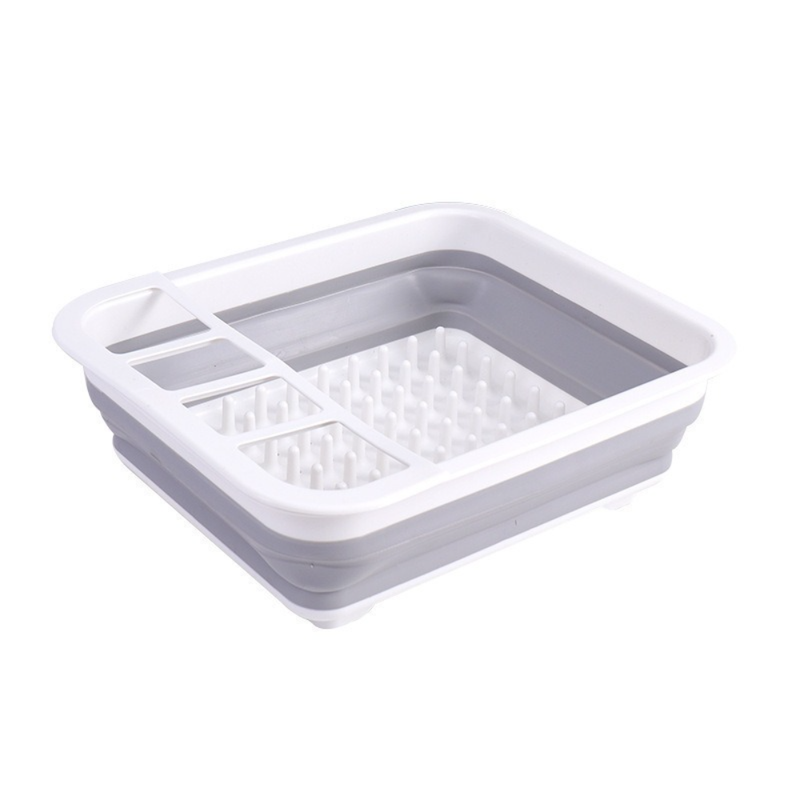 Multi Compartment Plastic Kitchen Utensil Holder, Foldable Dish Drain Basket for Bowl Plate Cup Chopsticks Storage - Image 1
