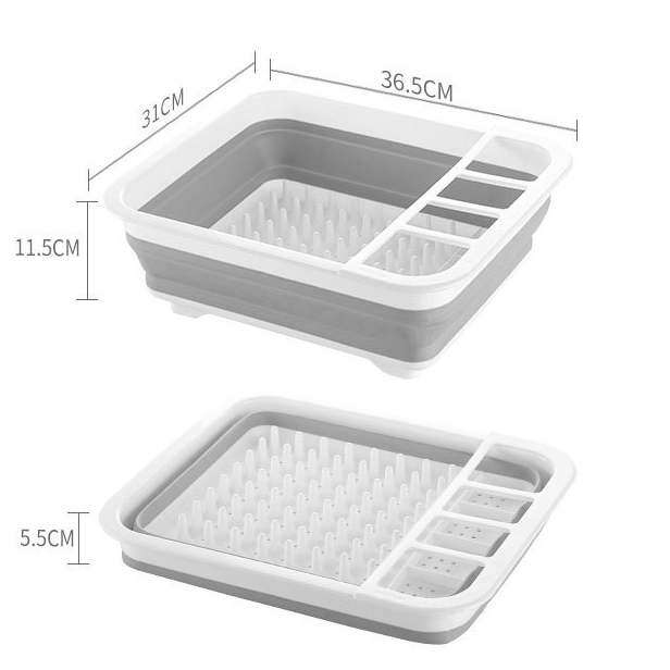 Multi Compartment Plastic Kitchen Utensil Holder, Foldable Dish Drain Basket for Bowl Plate Cup Chopsticks Storage - Image 8