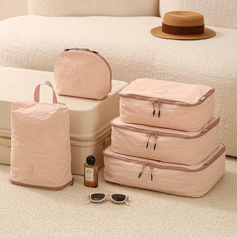 5-Piece Travel Packing Cubes, Wrinkle-Resistant Nylon Luggage Organizer Bags with Cosmetic Bag & Shoe Bag for Clothing and Toiletries Storage - Gray - Image 2