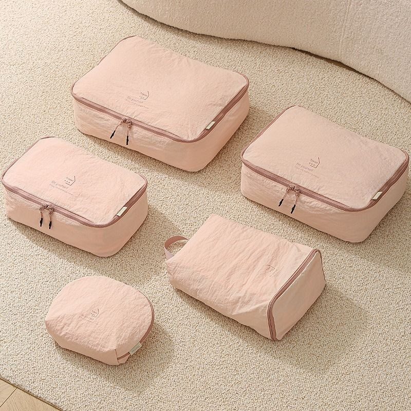 5-Piece Travel Packing Cubes, Wrinkle-Resistant Nylon Luggage Organizer Bags with Cosmetic Bag & Shoe Bag for Clothing and Toiletries Storage - Gray - Image 7