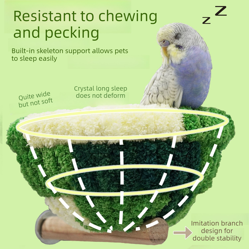 2-in-1 Parrot Perch Warm Bed Nest, Coral Fleece Hanging Bird Cage Sleeping Hut for Budgies, Cockatiels, Lovebirds, and Small Parrots – Winter Warm House - Blue - Image 3