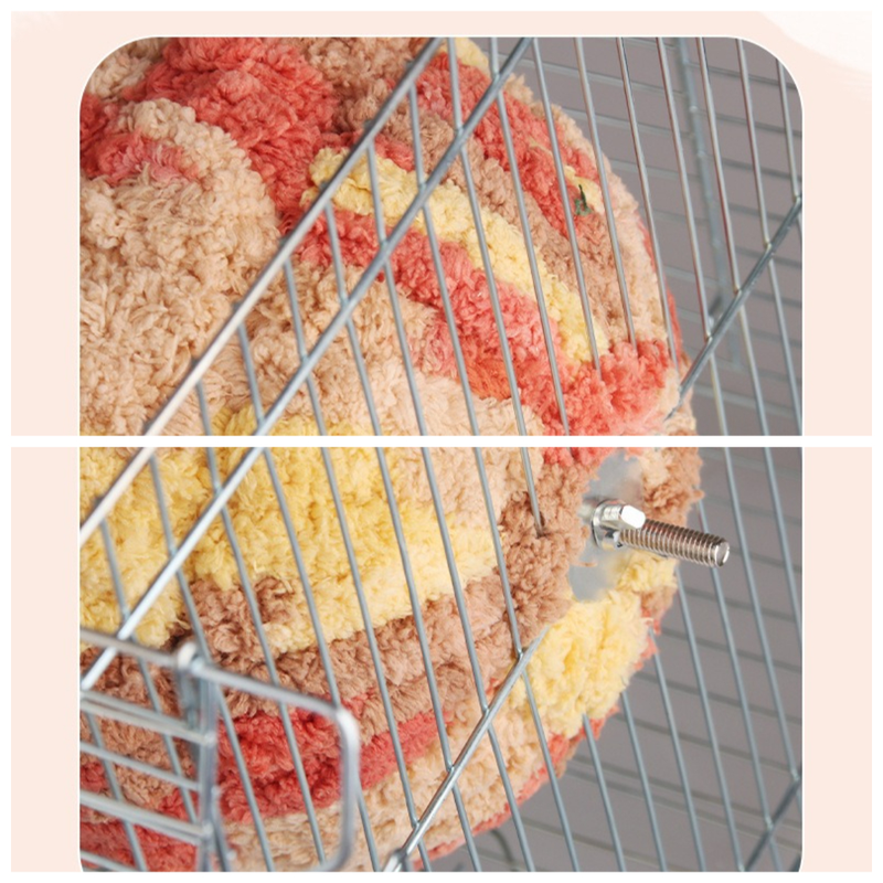 Thick Coral Fleece Winter Bird House with Plastic Frame & Metal Screw Hook for Budgies and Cockatiels - Blue - Image 7