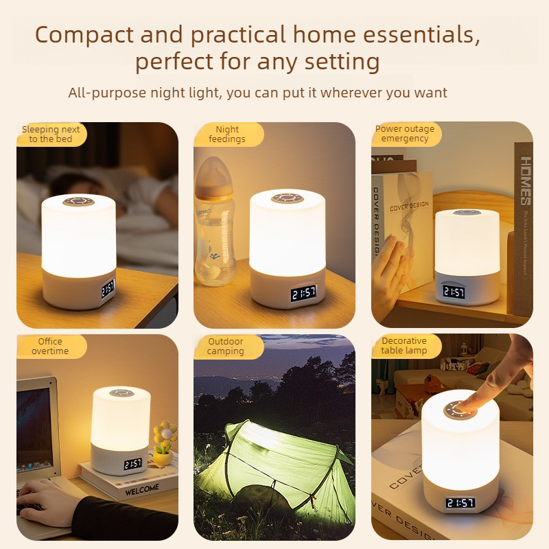 Remote Control Touch Bedside Night Light with Digital Clock, 3 Color Temperature & Dimmable LED Table Lamp,for Bedroom Baby Room Dorm - Image 5