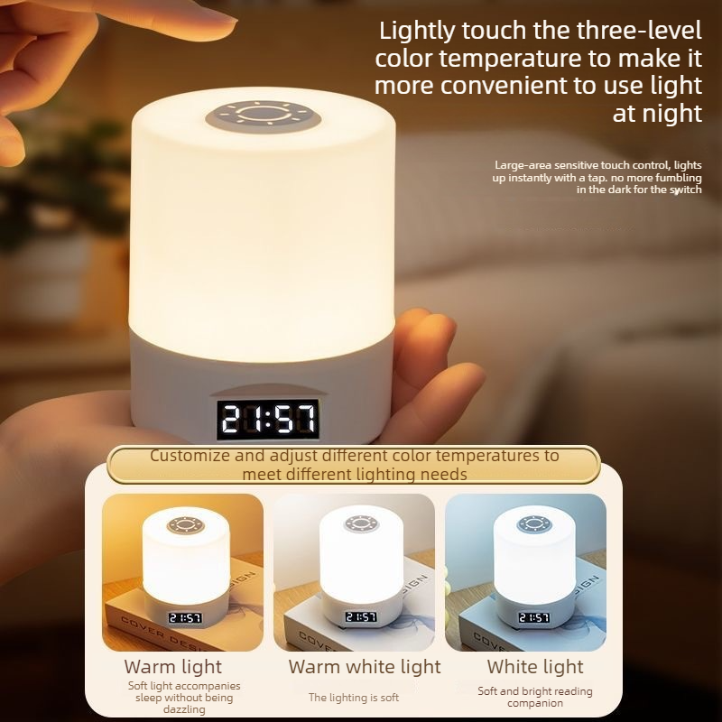 Remote Control Touch Bedside Night Light with Digital Clock, 3 Color Temperature & Dimmable LED Table Lamp,for Bedroom Baby Room Dorm - Image 6