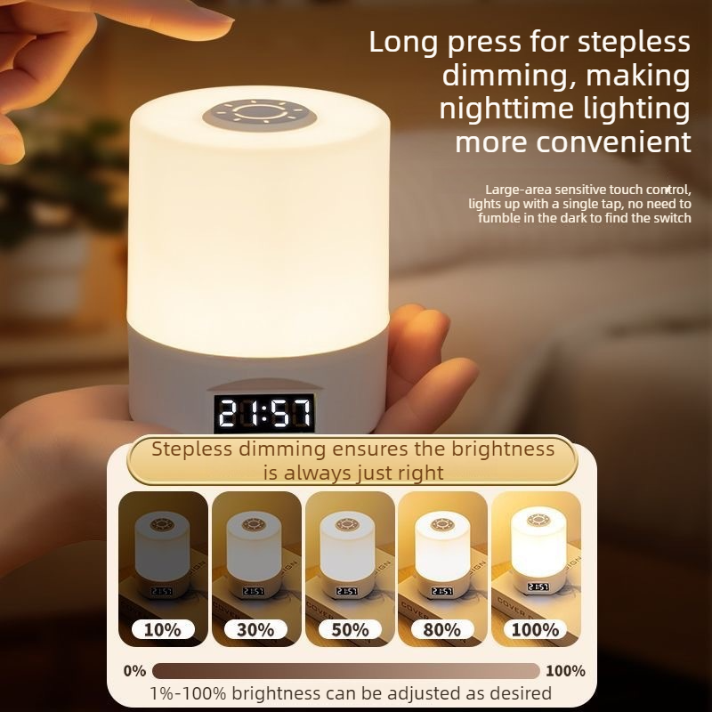 Remote Control Touch Bedside Night Light with Digital Clock, 3 Color Temperature & Dimmable LED Table Lamp,for Bedroom Baby Room Dorm - Image 7