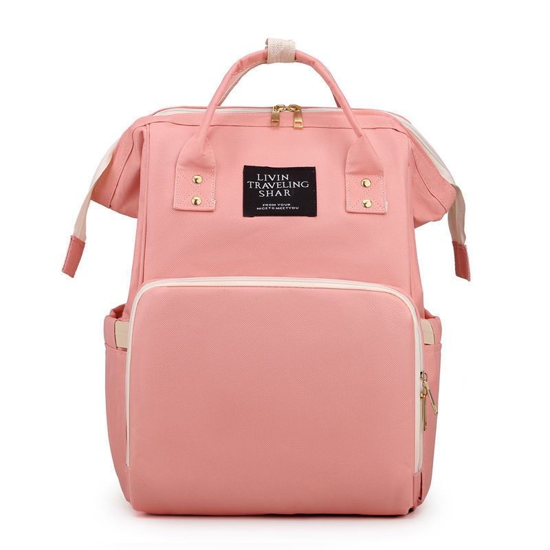 Large Capacity Dry/Wet Separate Nylon Backpack, Multifunctional Portable, Multi-Pocket Baby Diaper Bag Handbag - Pink - Image 1