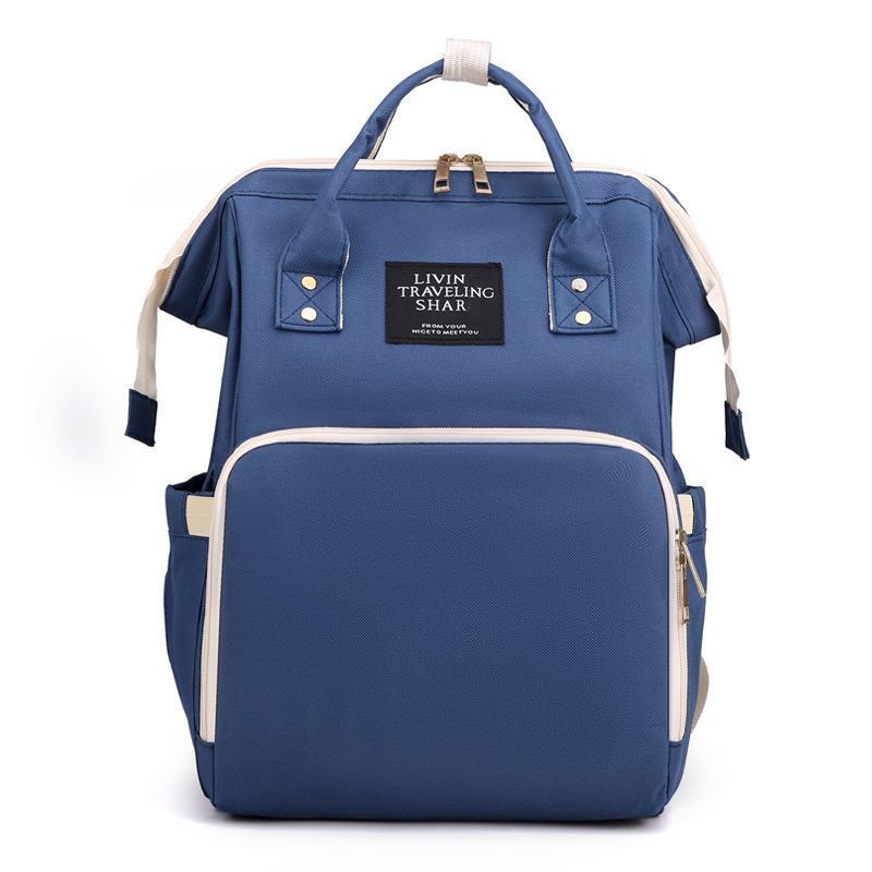 Large Capacity Dry/Wet Separate Nylon Backpack, Multifunctional Portable, Multi-Pocket Baby Diaper Bag Handbag - Blue - Image 1