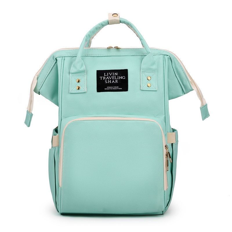 Large Capacity Dry/Wet Separate Nylon Backpack, Multifunctional Portable, Multi-Pocket Baby Diaper Bag Handbag - Green - Image 1
