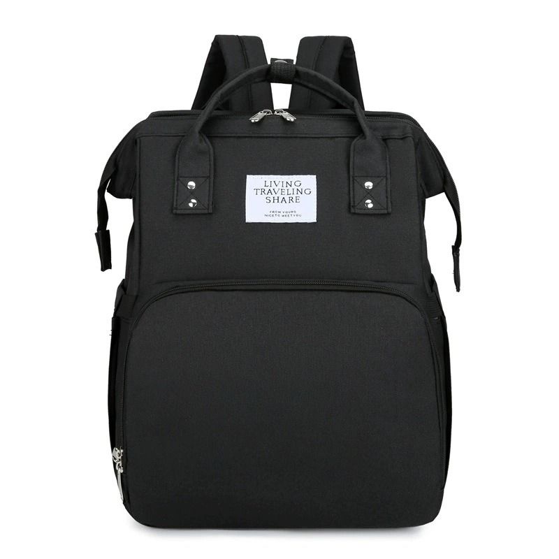 Convertible Baby Bed Diaper Backpack, Waterproof Oxford Multifunction Mommy Bag, 3-Way Hand/Shoulder/Backpack for Travel and Outdoor Use - Black - Image 1