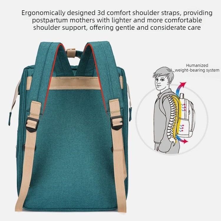 Convertible Baby Bed Diaper Backpack, Waterproof Oxford Multifunction Mommy Bag, 3-Way Hand/Shoulder/Backpack for Travel and Outdoor Use - Gray - Image 8