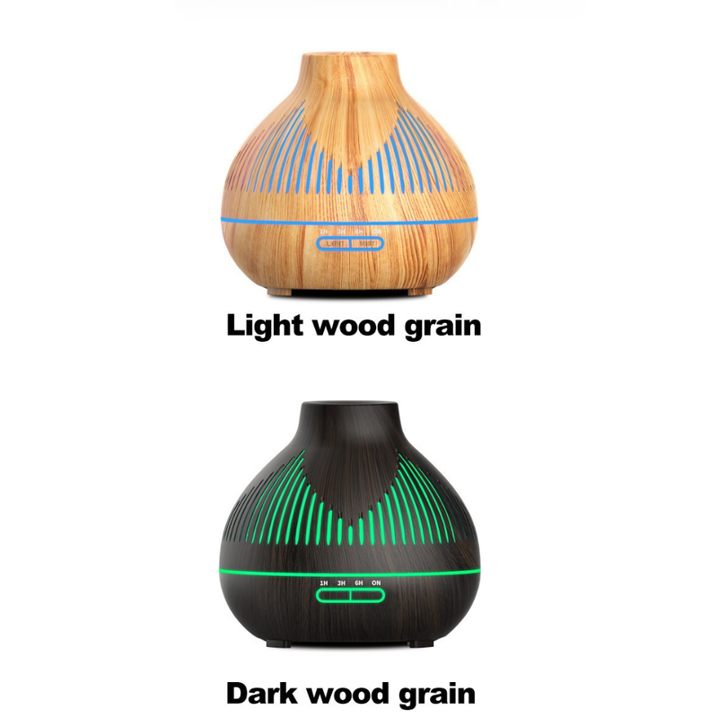 (2-Pack) 500mL Wood-Grain Ultrasonic Diffuser and Humidifier, 7-Color LED Night Light with Timer, for Home, Bedroom, or Office (10–30㎡) – Light Wood - Image 7