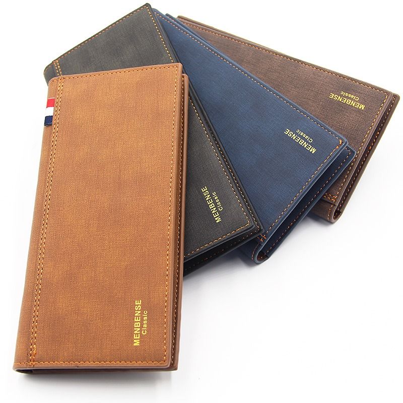 Men's Long Bifold PU Leather Wallet, Fabric-Textured Business Card Case with Zipper Coin Pocket, Multi-Card Slot Suit Pocket Purse for Daily Work and Travel (Black) - Image 5