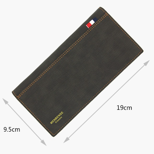 Men's Long Bifold PU Leather Wallet, Fabric-Textured Business Card Case with Zipper Coin Pocket, Multi-Card Slot Suit Pocket Purse for Daily Work and Travel (Black) - Image 6