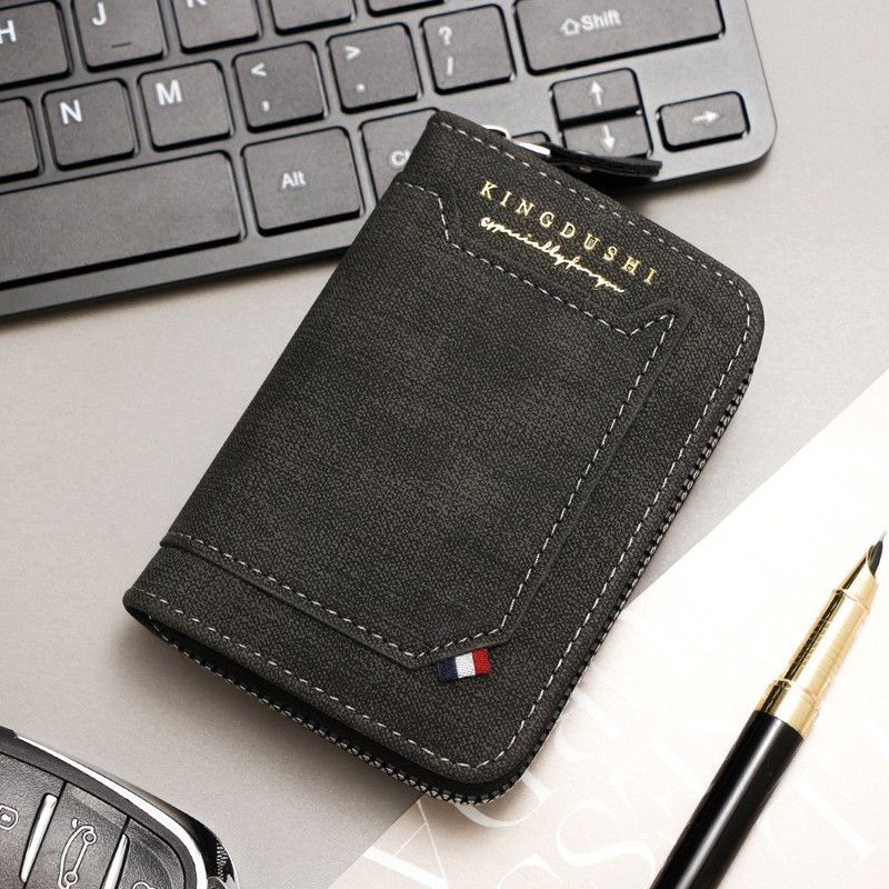 Matte PU Accordion Card Holder Wallet, Zip-Around Coin Purse with Extra Front Card Slot, Multi-Slot Credit Card Case for Men and Women (Black) - Image 1