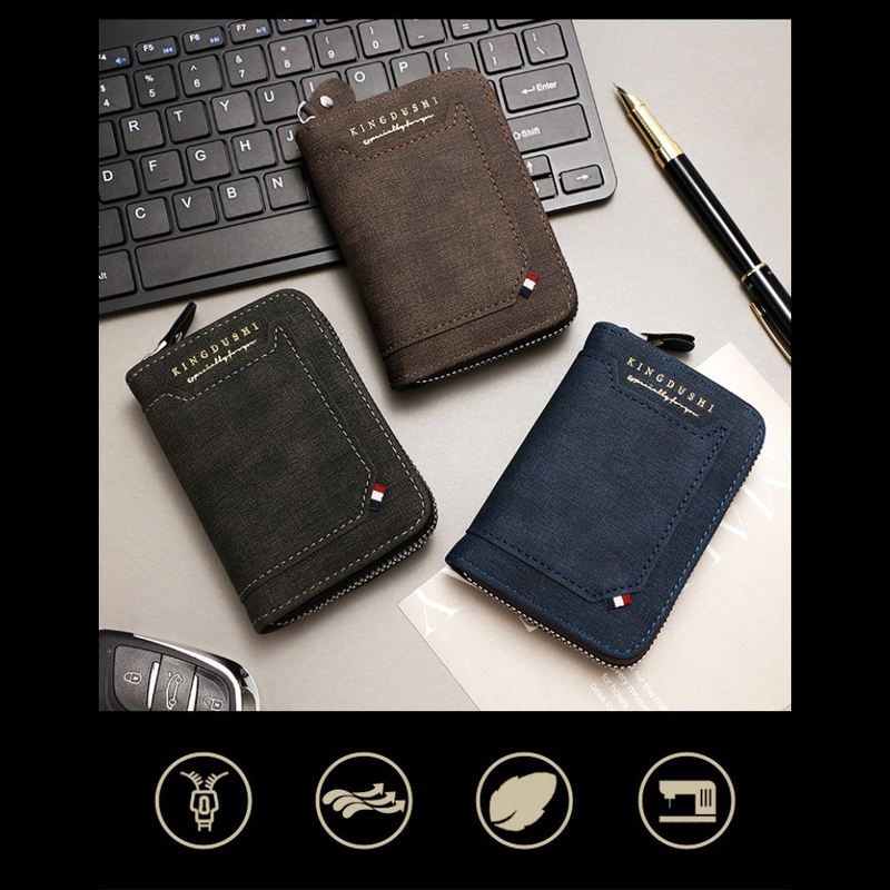 Matte PU Accordion Card Holder Wallet, Zip-Around Coin Purse with Extra Front Card Slot, Multi-Slot Credit Card Case for Men and Women (Black) - Image 7
