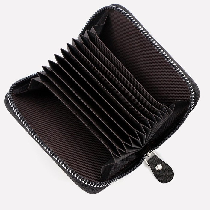 Matte PU Accordion Card Holder Wallet, Zip-Around Coin Purse with Extra Front Card Slot, Multi-Slot Credit Card Case for Men and Women (Blue) - Image 5