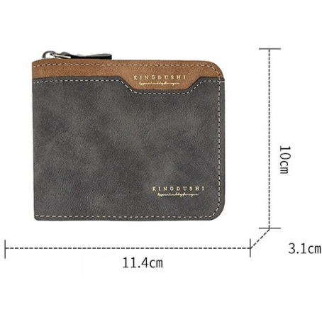 Men's Tri-fold Zip-Around Wallet, PU Leather Purse with Snap Coin Pocket & ID Photo Slot, Multi-Card Slots Business Casual Short Billfold (Black) - Image 7