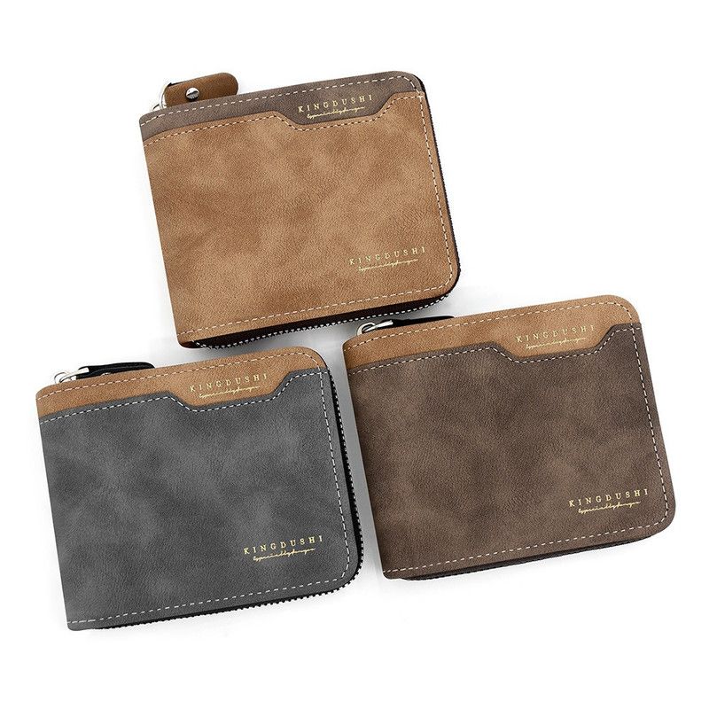 Men's Tri-fold Zip-Around Wallet, PU Leather Purse with Snap Coin Pocket & ID Photo Slot, Multi-Card Slots Business Casual Short Billfold (Brown) - Image 6