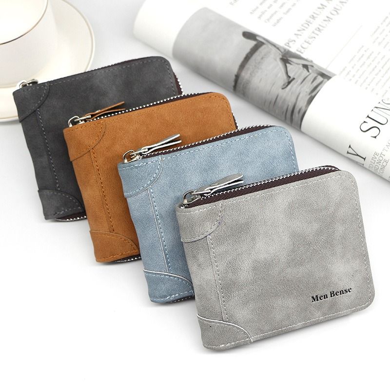 Vintage Matte PU Leather Zip-Around Bifold Wallet for Men, Multi-Card Slot Coin Purse with ID Window, Casual Short Billfold Purse (Brown) - Image 5